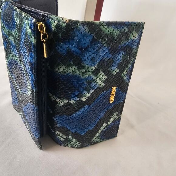 Giudi Italy Blue Snakeskin Leather Wallet Clutch | Vintage 7373 | Made in Italy - Picture 5 of 6